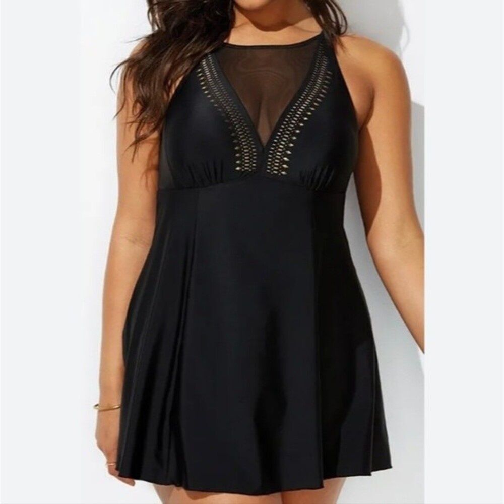Swimsuits for All Black Swim Dress, 10